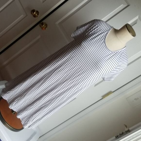 Shirt Dress Old Navy White Navy Blue Striped Short Sleeve Women's WOMAN'S Large - Picture 6 of 8